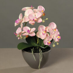 orhidee artificiala roz crem in ghiveci ceramic 35 cm 1153
