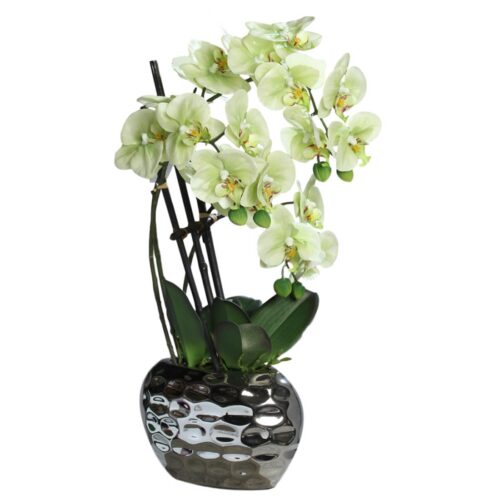 orhidee artificiala verde crem in ghiveci ceramic 50 cm 831