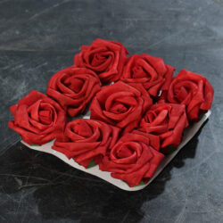 set x9 capete trandafiri artificiali rosii 7 cm 421