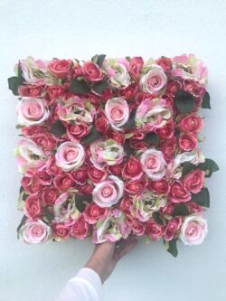 tablou capete trandafiri artificiali roz 40x40 cm 657