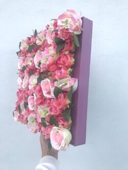 tablou capete trandafiri artificiali roz 40x40 cm 658