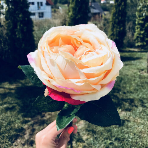 trandafir artificial roz somon 47 cm 756