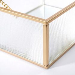 Cutiuta cu capac Stielo sticla metal auriu 18x14x7 cm2