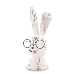 Figurina ceramica iepure cu ochelari aspect antichizat 27x10x11 cm