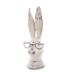 Figurina ceramica iepure cu ochelari aspect antichizat 34x12x13 cm