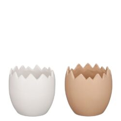 Ghiveci ceramica in forma de ou alb crem 10x10.5 cm