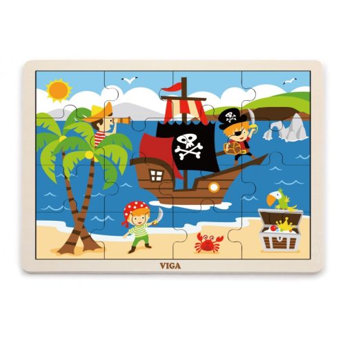 puzzle din lemn din 16 piese pirati 2
