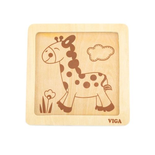 puzzle din lemn din 4 piese mari girafa