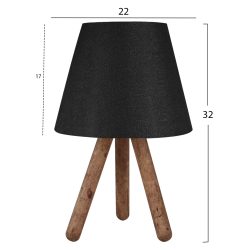 Lampa de masa cu baza din lemn nuanta negru natur 22x17x32 cm2