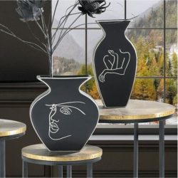 Vaza ceramica negru alb 24x7x26 cm3