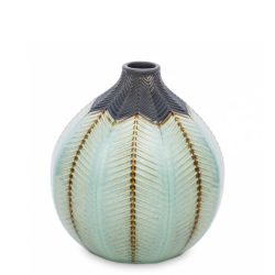 Vaza ceramica turcoaz negru 15x13.5x13.5 cm