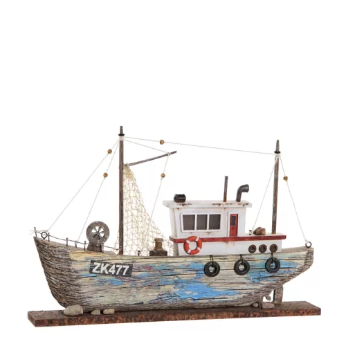 Decoratiune barca cu LED aspect antichizat 40x24 cm