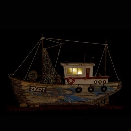 Decoratiune barca cu LED aspect antichizat 40x24 cm23 jpg