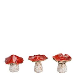 Decoratiune ciuperca ceramica rosu 9x7 cm