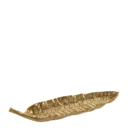 Platou in forma de frunza auriu antichizat 41x10 cm
