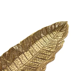 Platou in forma de frunza auriu antichizat 41x10 cm2