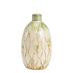 Vaza ceramica crem verde 17x30 cm