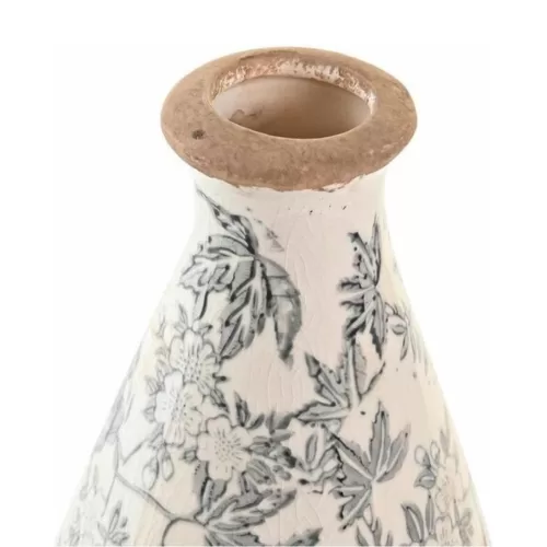 Vaza ceramica model floral alb gri 13x26 cm22 jpg