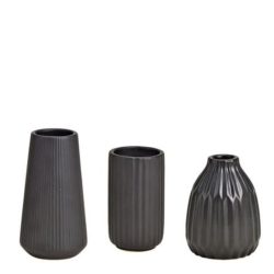 Vaza ceramica negru 6x10x6 / 7x14x7 / 8x11x8 cm