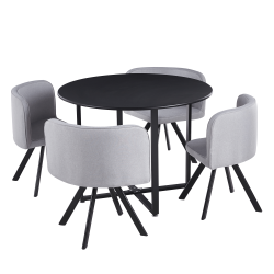 Set de mobilier dining 1+4 negru gri deschis BEVAN NEW