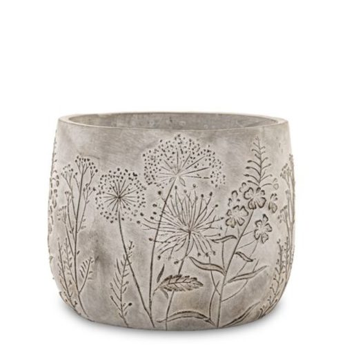 Ghiveci ceramica model flori de camp gri 14.5x18.5 cm