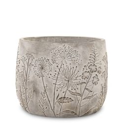 Ghiveci ceramica model flori de camp gri 17x22 cm