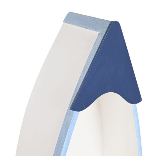 Raft MDF in forma de barca alb albastru 26.5x18x121 cm2