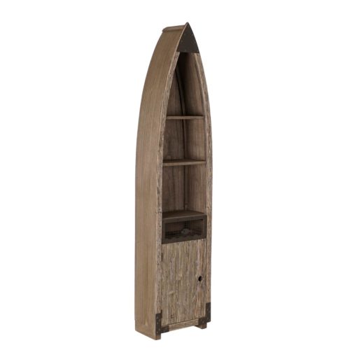 Raft in forma de barca lemn aspect antichizat 39x22.5x170 cm