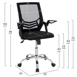 Scaun de birou cu baza cromata ergonomic negru 63x63x102 cm2
