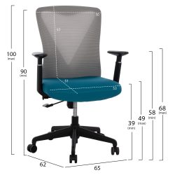 Scaun de birou ergonomic tesatura perforata gri albastru 65x62x100 cm2