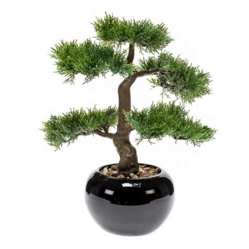 bonsai artificial decorativ cedar in ghiveci ceramic 34 cm 2797