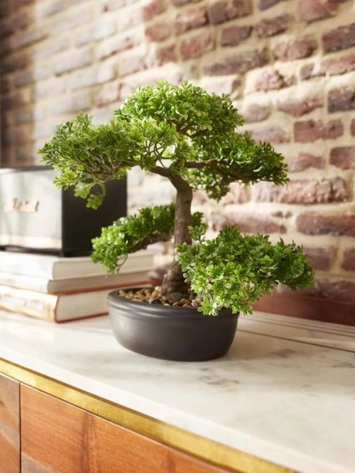 bonsai artificial decorativ ficus in ghiveci ceramic 32 cm 2796