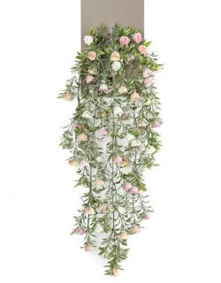 planta artificiala curgatoare cu flori crem roz 75 cm 2918