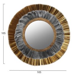 Oglinda de perete fibre de abaca nuanta negru auriu 105 cm3