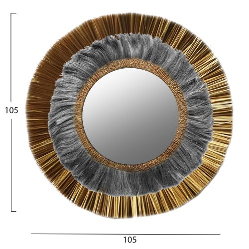 Oglinda de perete fibre de abaca nuanta negru auriu 105 cm3