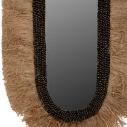 Oglinda de perete fibre de sisal abaca negru natur 55x4x90 cm4