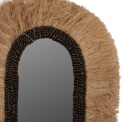Oglinda de perete fibre de sisal abaca negru natur 55x4x90 cm5