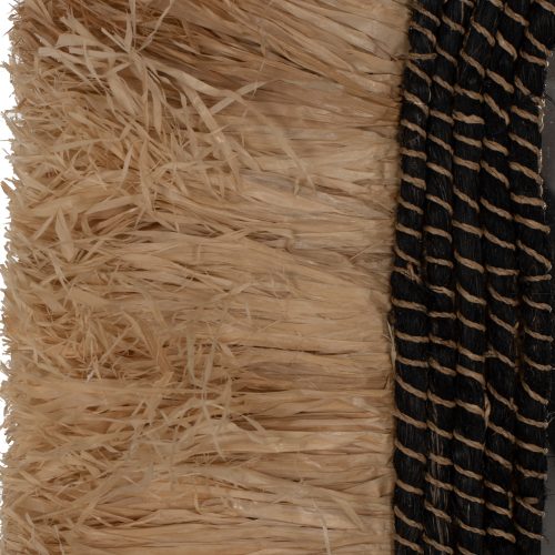 Oglinda de perete fibre de sisal abaca negru natur 55x4x90 cm6