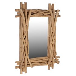 Oglinda de perete lemn masiv de teak natur 100x80 cm3