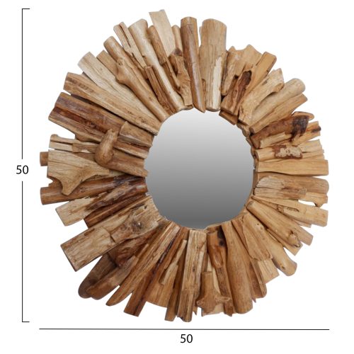 Oglinda de perete rama din lemn nuanta naturala 50x5x50 cm2
