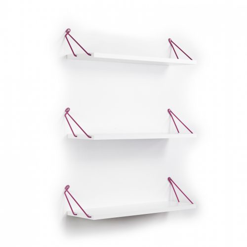 Set 3 rafturi de perete alb roz 60x12.5x18 cm5