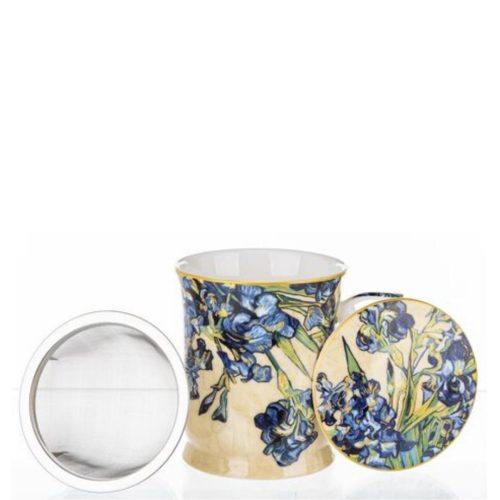 Cana portelan pentru ceai cu infuzor design Irises Van Gogh2