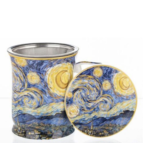 Cana portelan pentru ceai cu infuzor design The Starry Night2