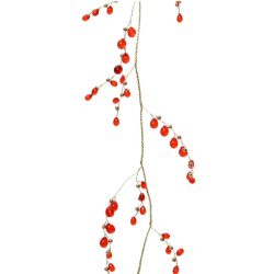 Ghirlanda bobite acril rosu fir auriu 120 cm