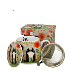 Cana portelan pentru ceai cu infuzor model pisica