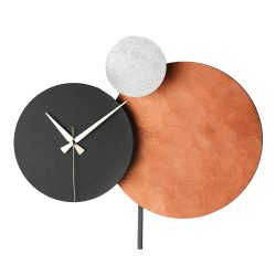 Ceas de perete metalic portocaliu negru 46.5x41.5 cm