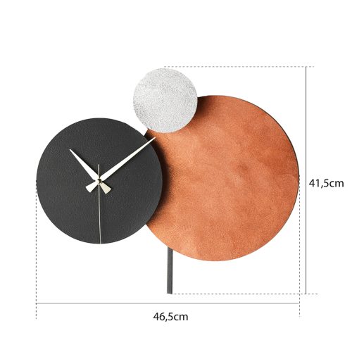 Ceas de perete metalic portocaliu negru 46.5x41.5 cm2