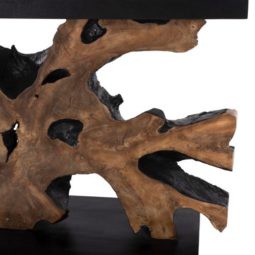 Consola lemn masiv de tec nuanta natur negru 150x40x80 cm3