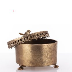 Cutie metalica decorativa cu capac auriu antichizat 14x18.5 cm2 1