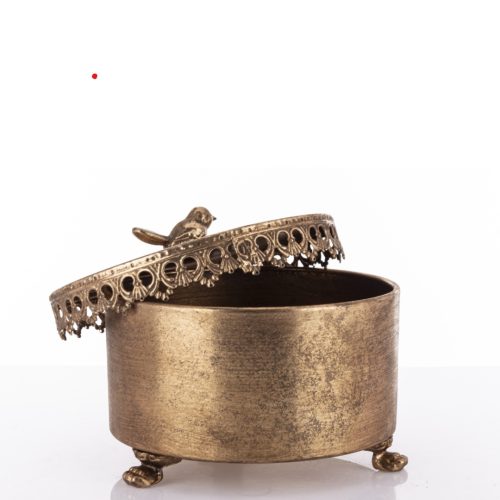 Cutie metalica decorativa cu capac auriu antichizat 14x18.5 cm2 2